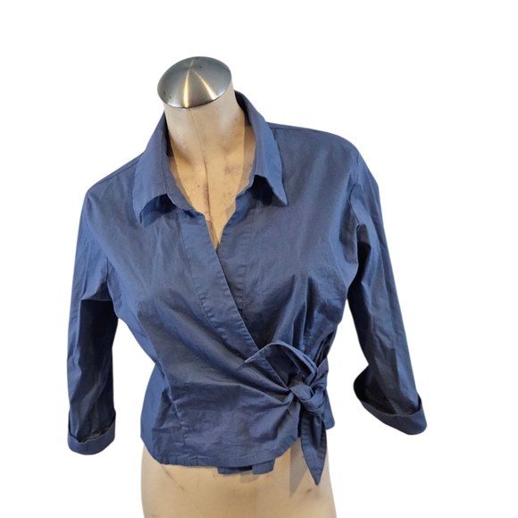 Coldwater Creek Tops - Coldwater Creek Size PL Blue Wrap Blouse